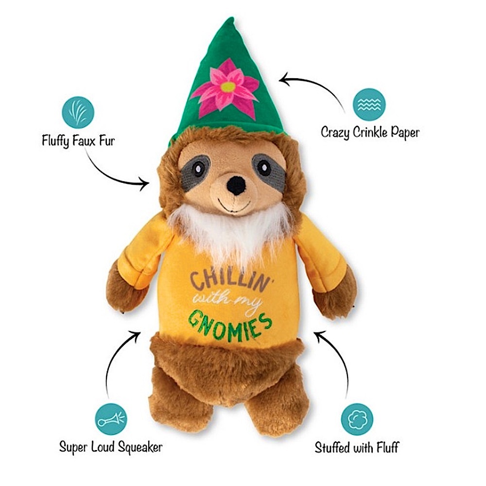 NWT FRINGE STUDIO DOG PLUSH STUFFED SLOTH GNOME CRINKLE SQUEEK *FUNNY PUPPY TOY - Picture 4 of 6